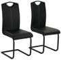 Chaise similicuir noir et pieds métal chromé Mikarelane - Lot de 2