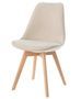 Chaise style scandinave en bois de chêne et tissu beige clair Romba