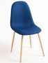 Chaise tissu bleu et pieds métal effet bois naturel Kela