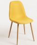 Chaise tissu jaune et pieds métal effet bois naturel Kela