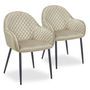 Chaise avec accoudoirs tissu taupe et pieds métal noir Miguel - Lot de 2