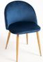Chaise velours bleu marine et pieds métal effet bois clair Kinze - Lot de 2
