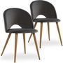 Chaise velours gris et pieds bois métal effet bois Nassu - Lot de 2