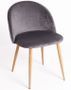 Chaise velours gris foncé et pieds métal effet bois clair Kinze - Lot de 2