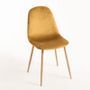Chaise velours jaune et pieds métal effet bois naturel Kuza - Lot de 2