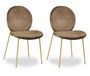 Chaise velours marron et pieds métal doré Anirei - Lot de 2