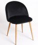 Chaise velours noir et pieds métal effet bois clair Kinze - Lot de 2