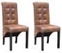 Chaise vintage simili cuir marron vieilli et pieds pin massif Barielle - Lot de 2