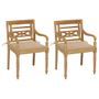 Chaises Batavia 2 pcs avec coussins beige Bois de teck massif