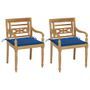 Chaises Batavia 2 pcs avec coussins bleu royal Bois de teck