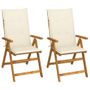 Chaises inclinables de jardin 2 pcs avec coussins Bois d'acacia 23