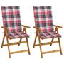Chaises inclinables de jardin 2 pcs avec coussins Bois d'acacia 17