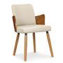 Chaises moderne bois naturel et simili crème Filipie - Lot de 2