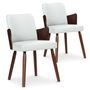 Chaises moderne bois noisette et simili blanc Filipie - Lot de 2