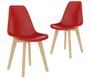 Chaises scandinave bois clair et assise rouge Norva - Lot de 2