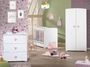 Chambre bébé Basic lit 60x120 cm armoire et commode à langer laqué blanc et rose