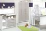Chambre bébé Eco Silber lit 70x140 cm commode à langer et armoire 3 portes bois blanc et pin argenté
