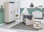 Chambre bébé Pixie lit évolutif 70x140 cm commode et armoire bois clair et gris