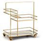 Chariot de bar DIVO en miroir et métal doré – 70 cm