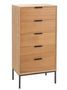 Chiffonnier 5 tiroirs bois naturel Maria L 60 cm