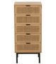 Chiffonnier 5 tiroirs KLAKO – Bois naturel & cannage