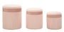 Coffre à rideaux bouffants rose, lot de 3 pièces, dimensions : ø 40,5 x 49,5 cm, 35 x 42 cm, 31 x 38 cm