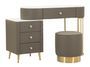 Coiffeuse Sharon grise avec tabouret et plateau effet marbre