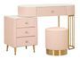 Coiffeuse Sharon rose avec tabouret et plateau effet marbre