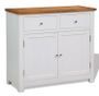 Commode 2 portes 2 tiroirs acacia massif blanc et chêne clair Félicie