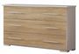 Commode 3 grands tiroirs bois blanc brillant et bois naturel mat Dova 100 cm