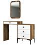 Commode 4 tiroirs avec miroir mural bois foncé et blanc Kindo 124 cm