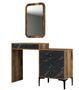 Commode 4 tiroirs avec miroir mural bois foncé et noir effet marbre Kindo 124 cm