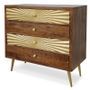 Commode 4 tiroirs bois foncé et métal doré Falya