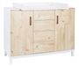 Commode avec plan à langer 2 portes 4 tiroirs bois clair et blanc Timber