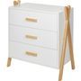 Commode enfant 3 tiroirs pin massif clair et blanc Cora