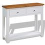 Console 2 tiroirs acacia massif blanc et chêne clair Félicie