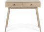 Console 2 tiroirs ALANNIS – bois massif naturel & poignées acier