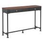 Console 2 tiroirs pin massif foncé et métal noir Kako