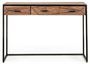Console 3 tiroirs en bois clair d'acacia vernis mat et acier noir Makune 115 cm