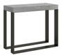 Console extensible 8 places bois gris ciment et pieds métal anthracite 40 à 196 cm Elatra