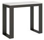 Console extensible blanche avec cadre et pieds acier anthracite 8 personnes 40 à 196 cm Kinole