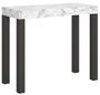 Console extensible bois blanche effet marbre et pieds métal gris 14 places 40 à 300 cm Evy