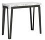 Console extensible design blanc effet marbre et gris foncé 8 personnes 40 à 196 cm Konta
