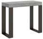 Console extensible gris effet ciment et pieds métal anthracite 12 personnes 40 à 300 cm Asis