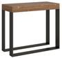 Console extensible pin massif teinté foncé et pieds métal anthracite 12 personnes 40 à 300 cm Elatra