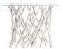 Console SAKY – bois massif de teck blanchi & verre trempé – 100 x 40 cm