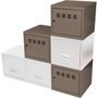 Cubes métal 3 portes 3 tiroirs taupe et blanc Ebony - Lot de 6