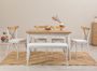 Ensemble 1 table extensible 4 chaises 1 banc bois naturel et blanc Kontante