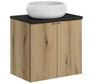 Ensemble de meuble salle de bain 2 portes NOVA OAK 60 cm avec 1 vasque blanche à poser WIKI