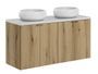 Ensemble de meuble salle de bain suspendu 4 portes NOVA OAK 120 cm avec 2 vasques blanches à poser WIKI